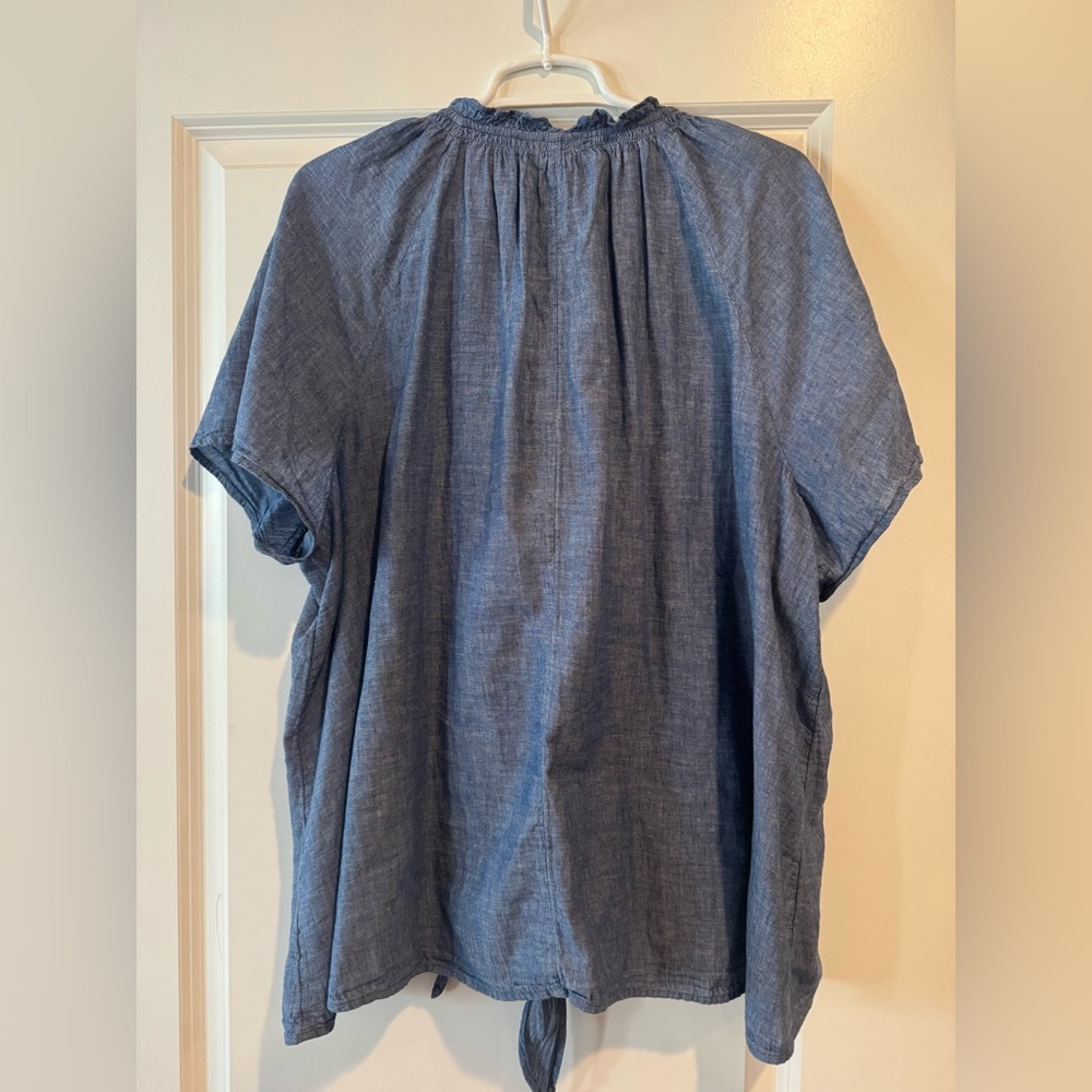Lane Bryant Chambray Blue Blouse - Picture 5 of 5